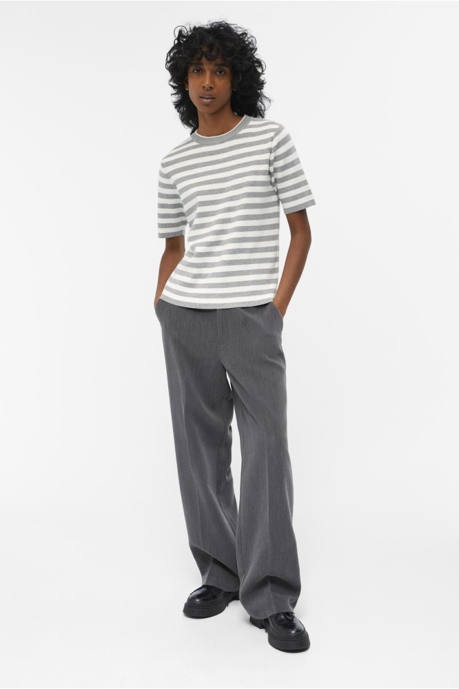 OBJESTER S/S NEW KNIT PULLOVER NOOS 23043510 Light Grey Melange/Cloud Dancer